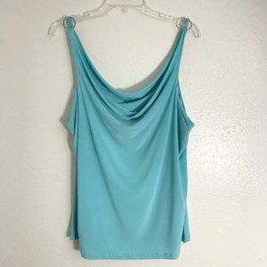 C.B.CH Women's Blue Tank Top Metal Shoulder Rings